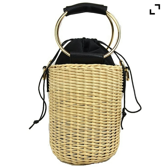 Small Wooden Wicker Crossbody Bag - Picture 1 of 2